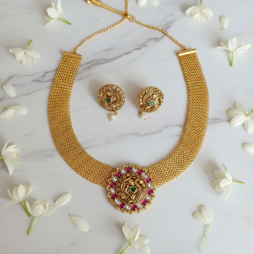 Peacock Mandala Mesh Choker Set - View 3