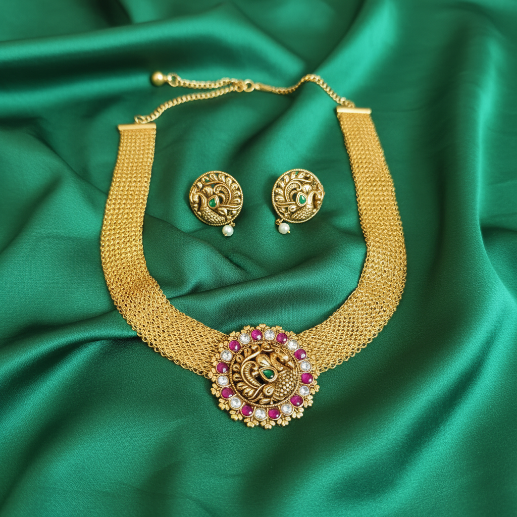 Peacock Mandala Mesh Choker Set - View 4