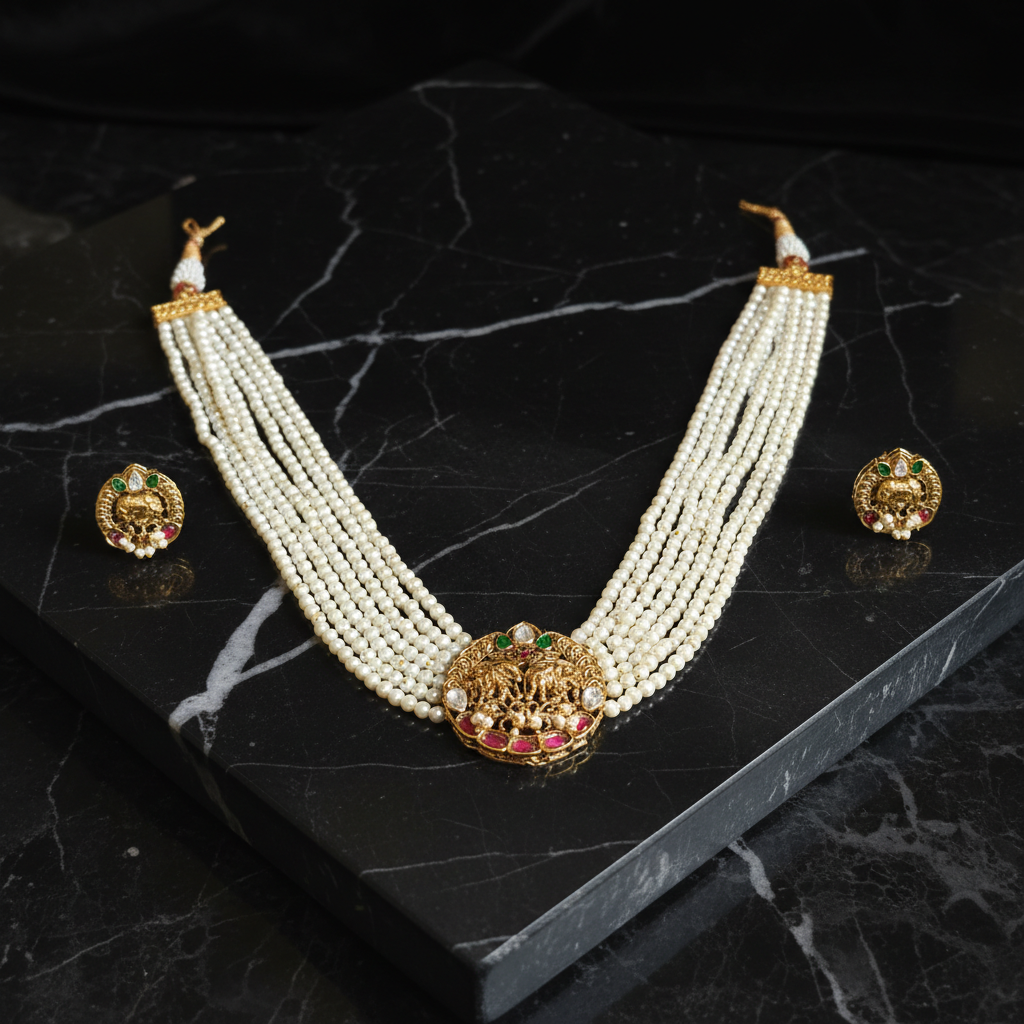 Gajraj Regency Pearl Strand Necklace - View 5