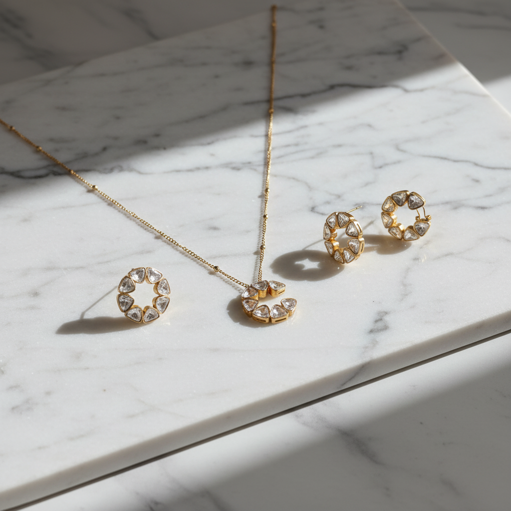 Celestial Crescent Polki Set - View 2