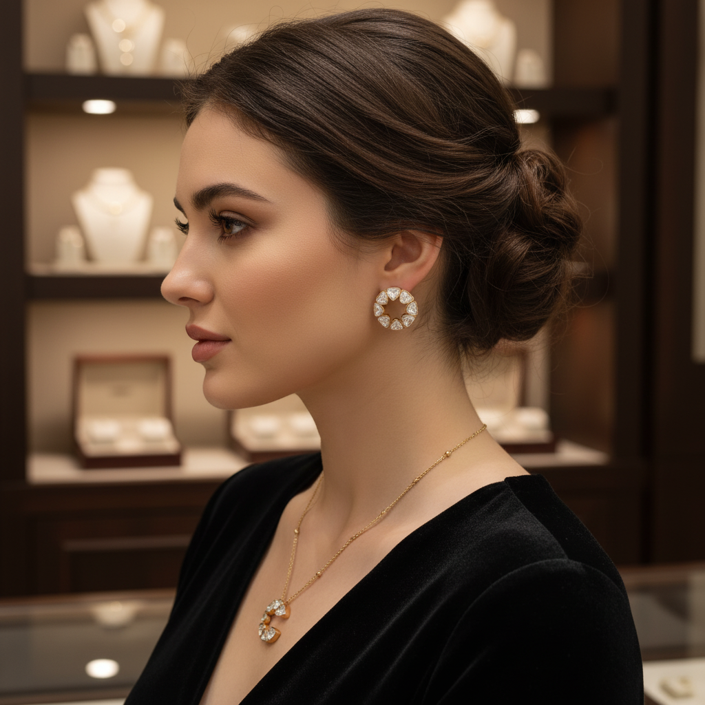 Celestial Crescent Polki Set - View 3