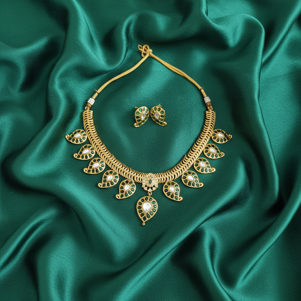 Emerald Enchantment Paisley Choker Set - View 2