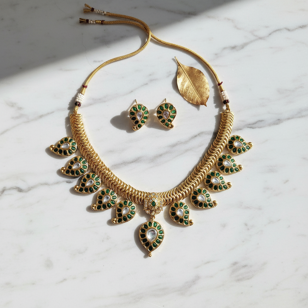 Emerald Enchantment Paisley Choker Set