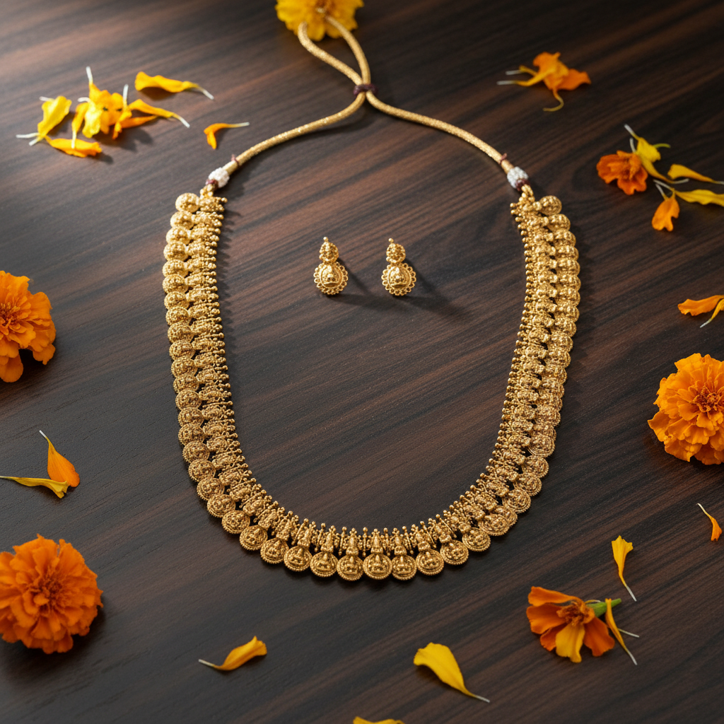 Aiswarya Lakshmi Matte Long Haram Set - View 2