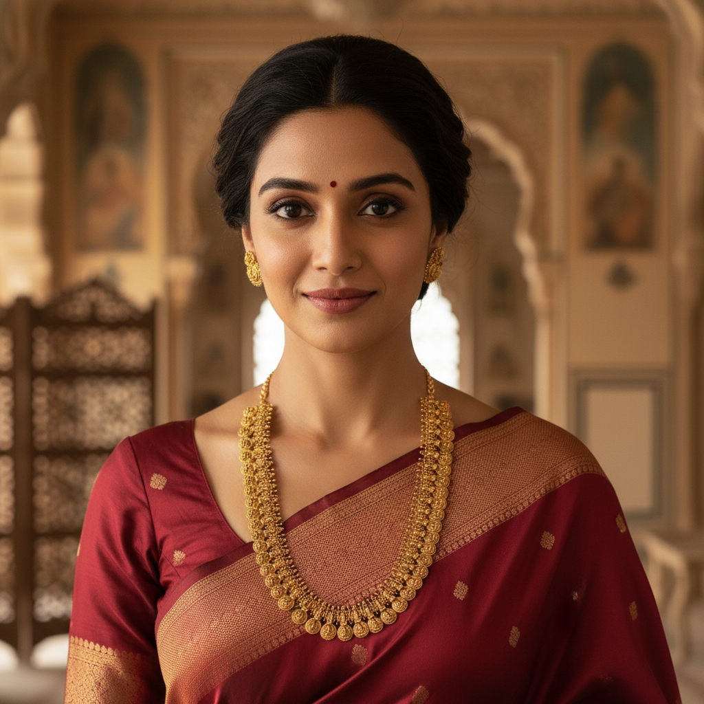 Aiswarya Lakshmi Matte Long Haram Set - View 3