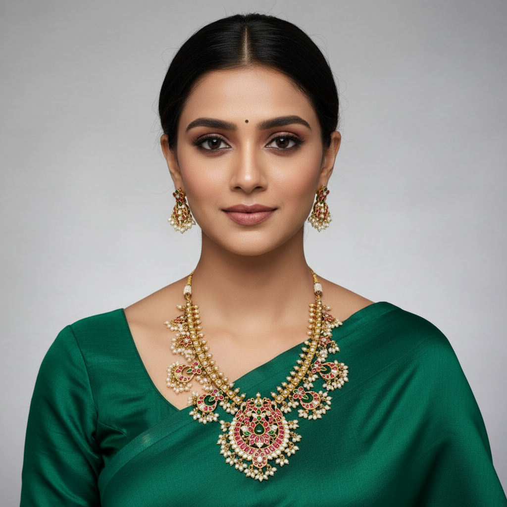 Vedic Heritage Kempu Necklace Set