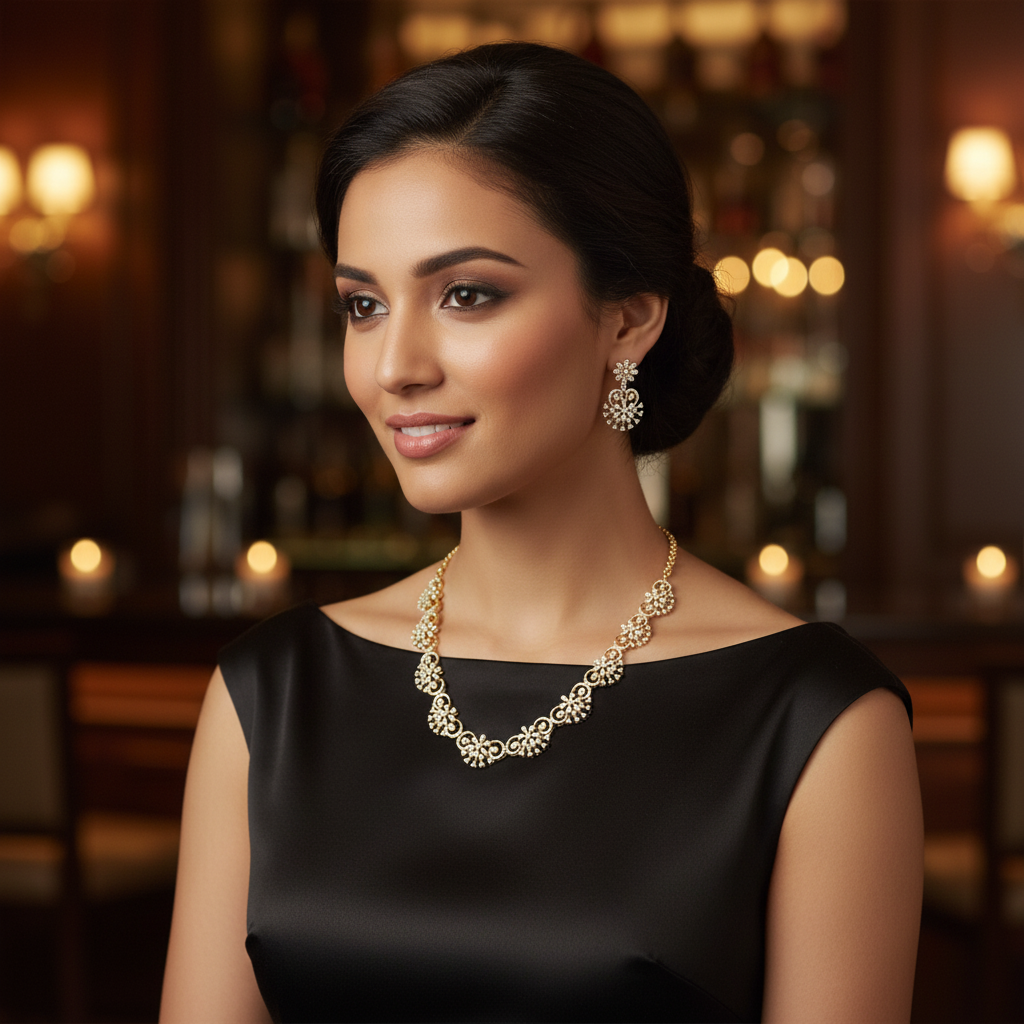 NK-285 Floral Scalloped Necklace Set - View 3