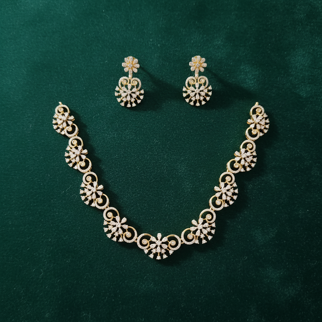 NK-285 Floral Scalloped Necklace Set