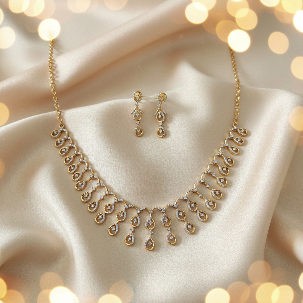 Interlocking Teardrop Elegance Necklace & Earring Set - View 2