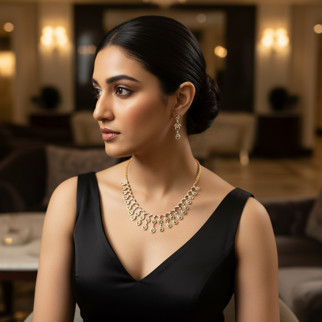 Interlocking Teardrop Elegance Necklace & Earring Set - View 3