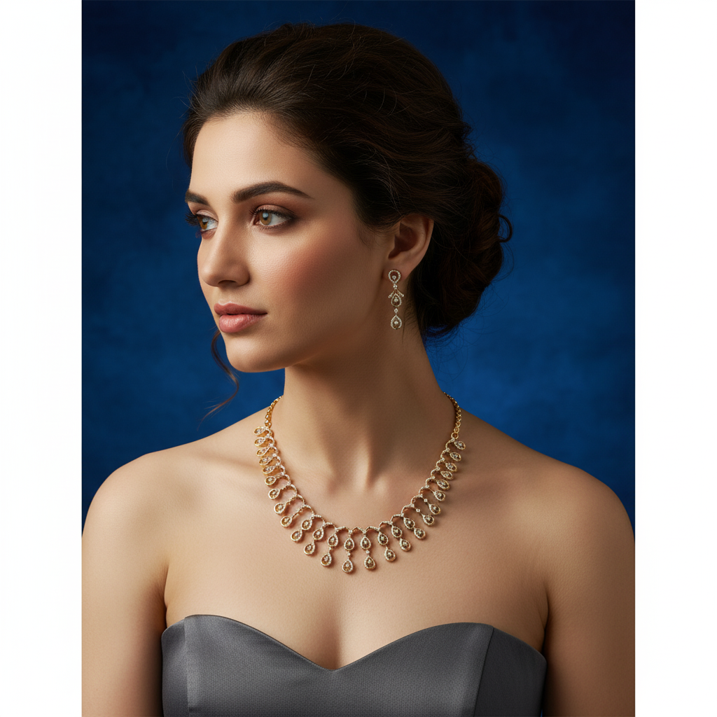 Interlocking Teardrop Elegance Necklace & Earring Set - View 4