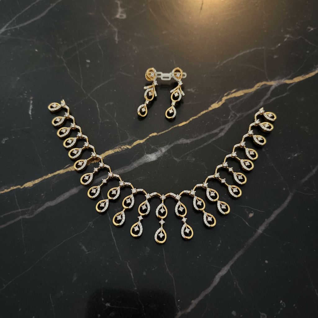 Interlocking Teardrop Elegance Necklace & Earring Set