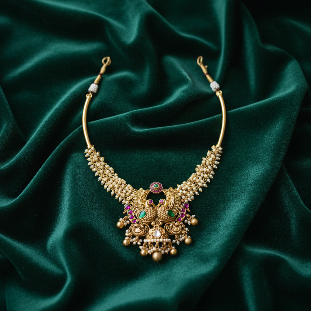 Temple Heritage Dual Peacock Pearl Necklace - View 2