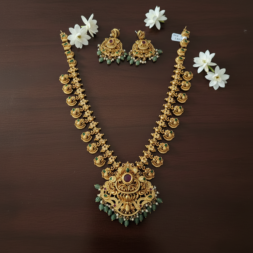 Antique Gold Necklace Set NK-294 - View 2