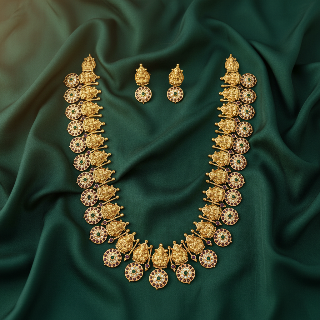 Traditional Goddess Lakshmi Temple Haram Set