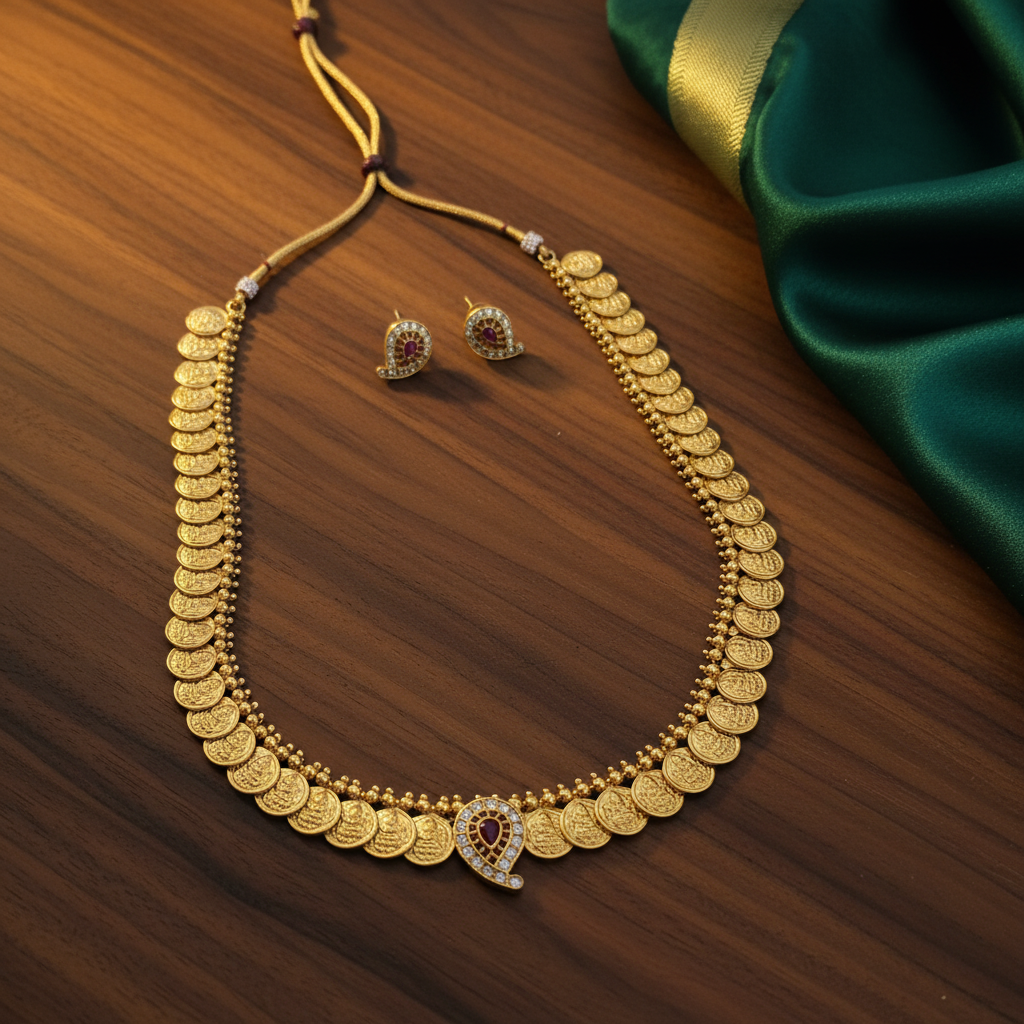 Traditional Lakshmi Kasulaperu Necklace Set - View 2
