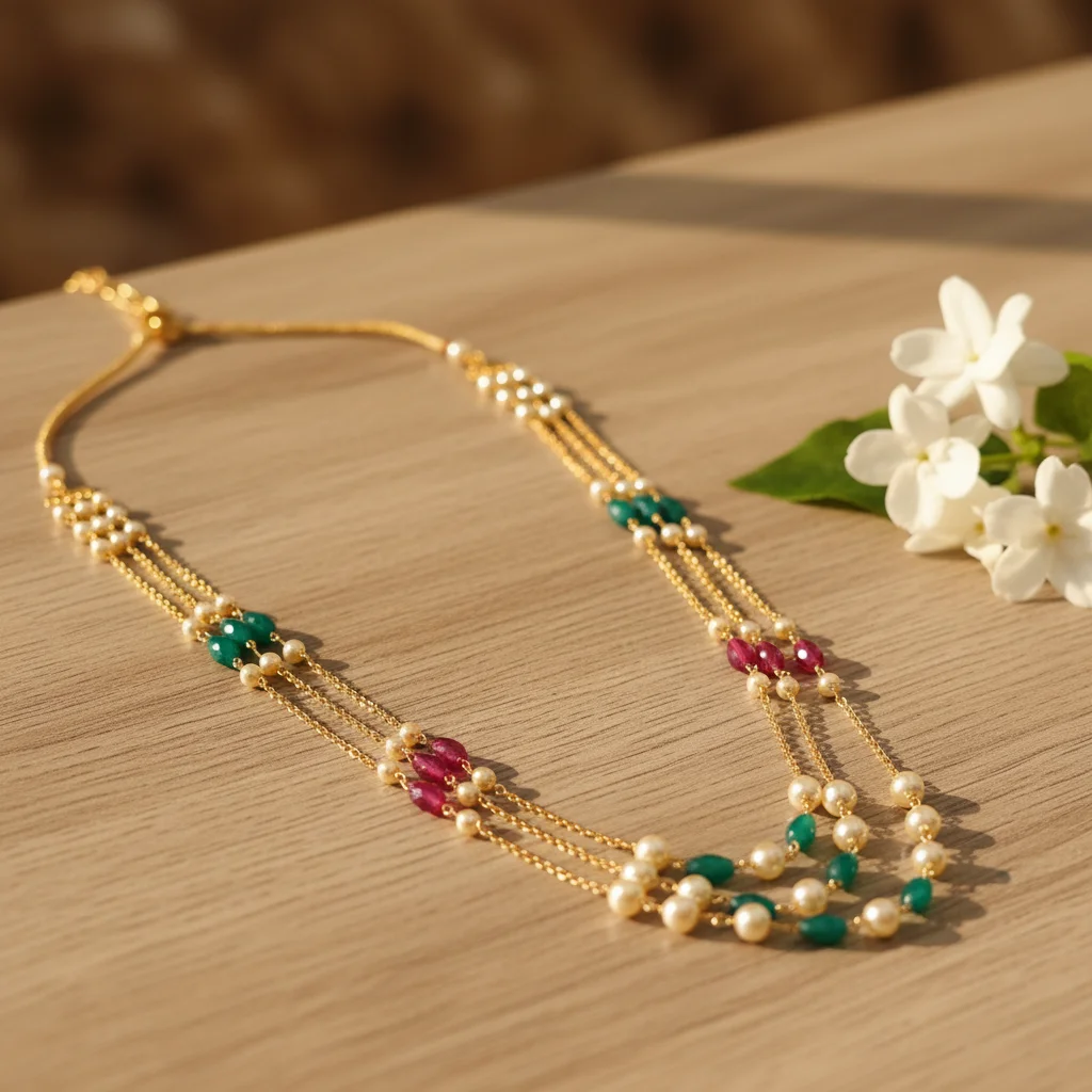 Three-Strand Pearl & Multi-Bead Layered Necklace - View 2