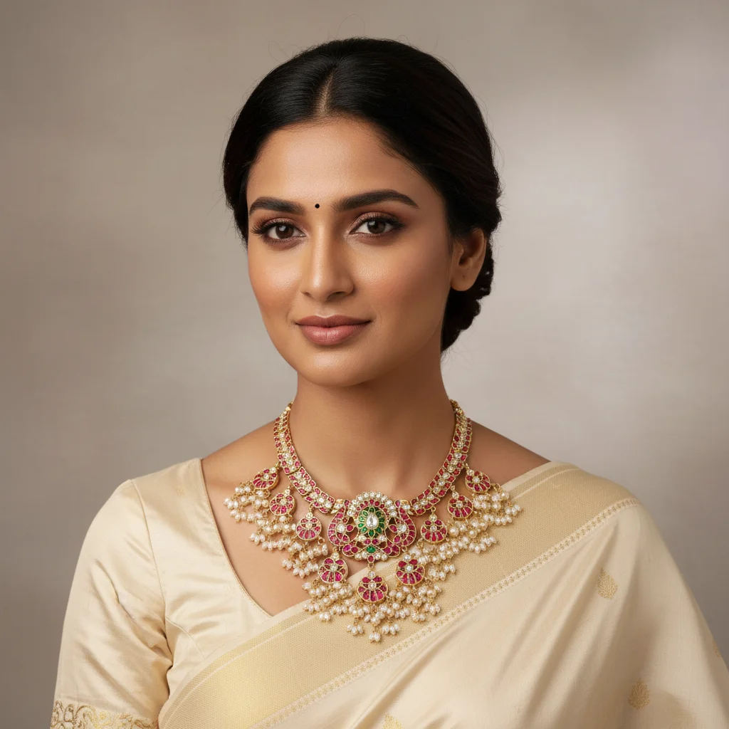 Majestic Traditional Indian Kundan & Pearl Necklace