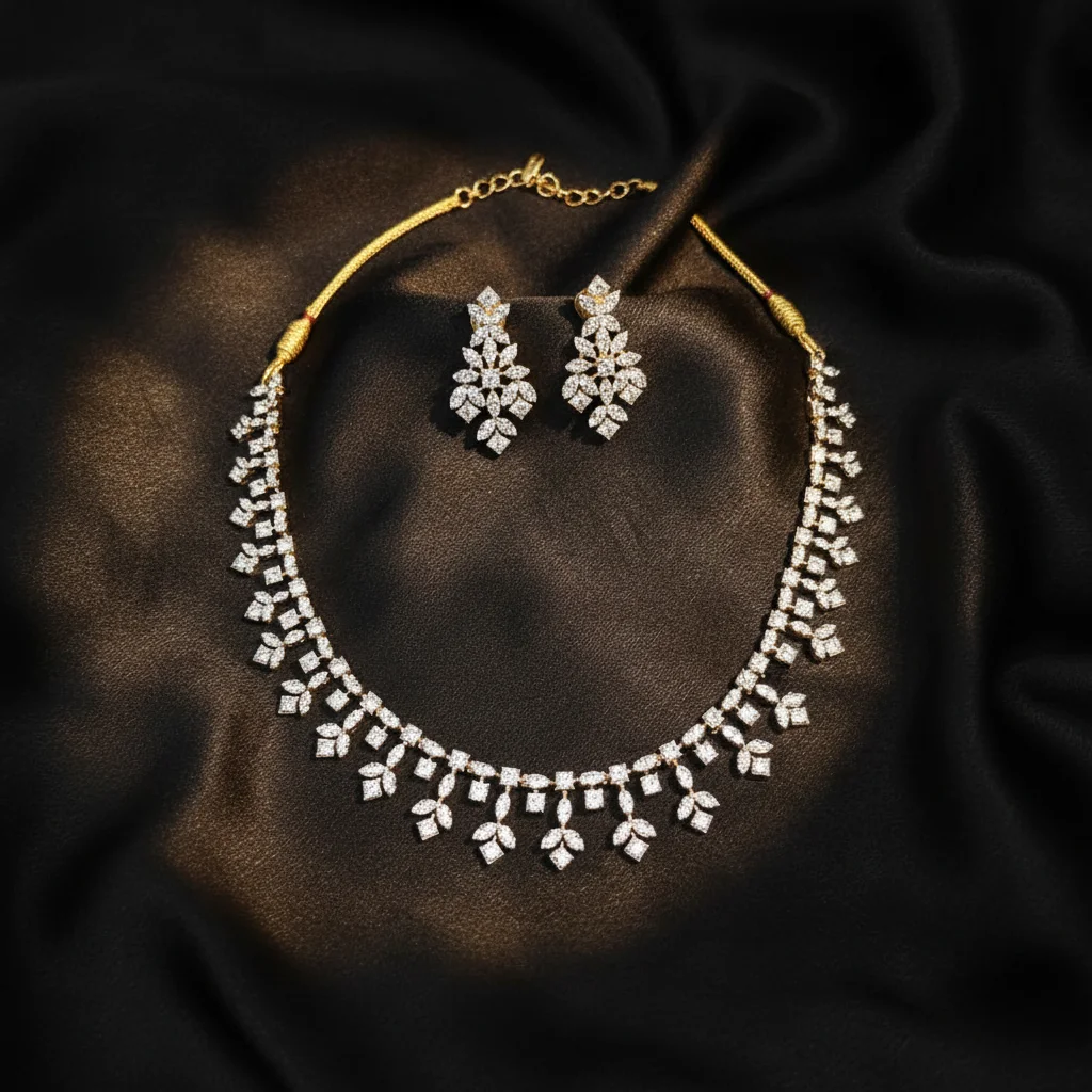 Floral Radiance American Diamond Necklace Set