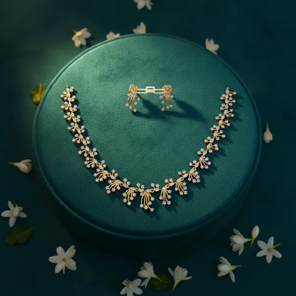 Celestial Bloom CZ Necklace Set