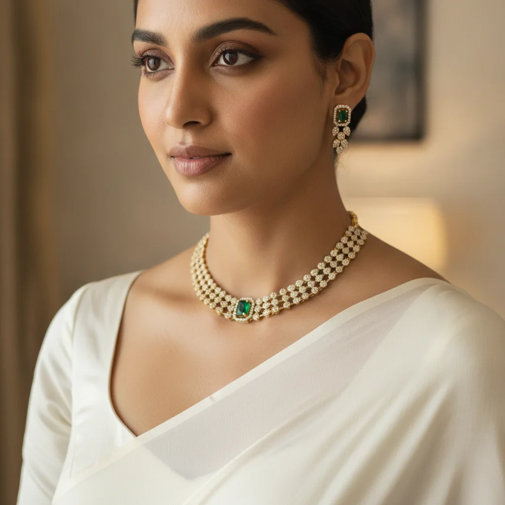 Emerald Elegance CZ Necklace Set