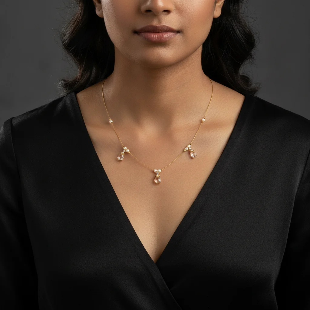 Lumina Sleek Pearl Wire Necklace
