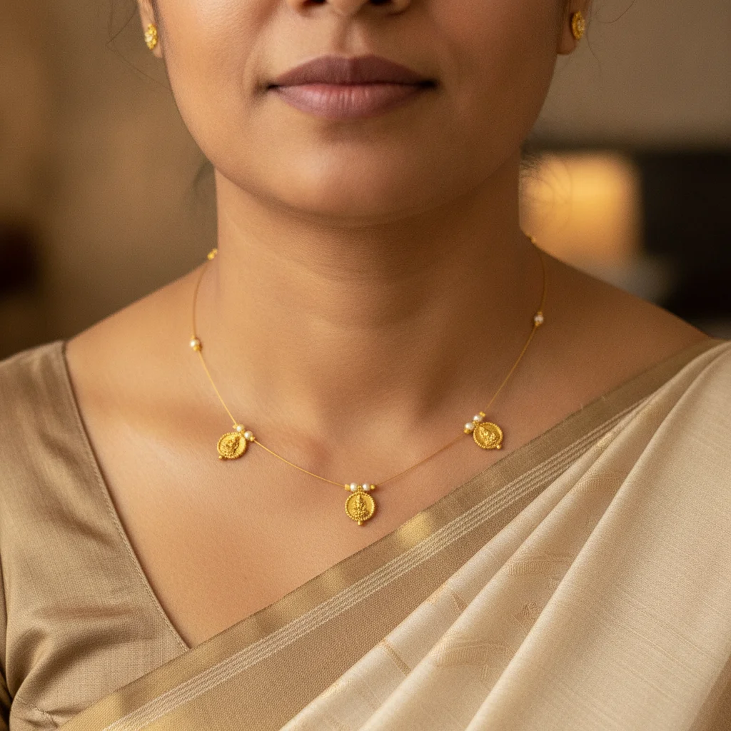 Lakshmi Coin Minimalist Wire Necklace