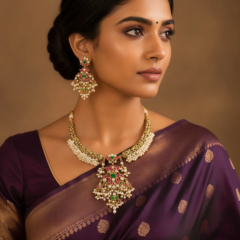 Majestic Temple Bloom Necklace Set