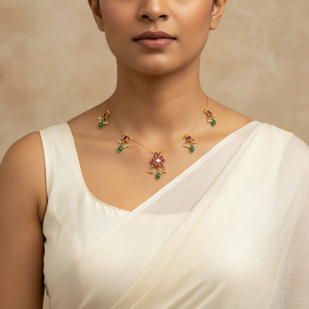 Royal Bloom Floral Wire Necklace