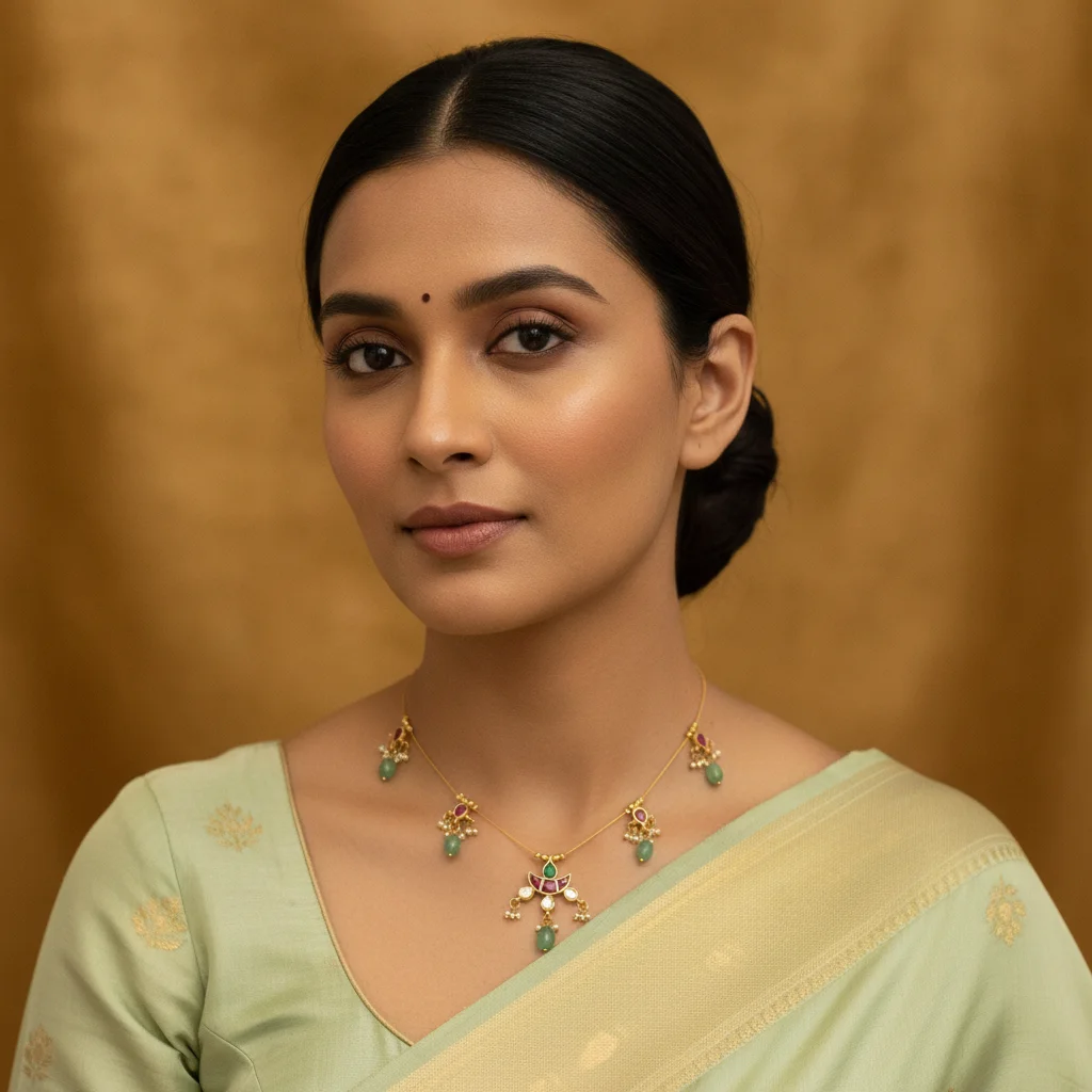 Vrinda Kundan Dangle Necklace