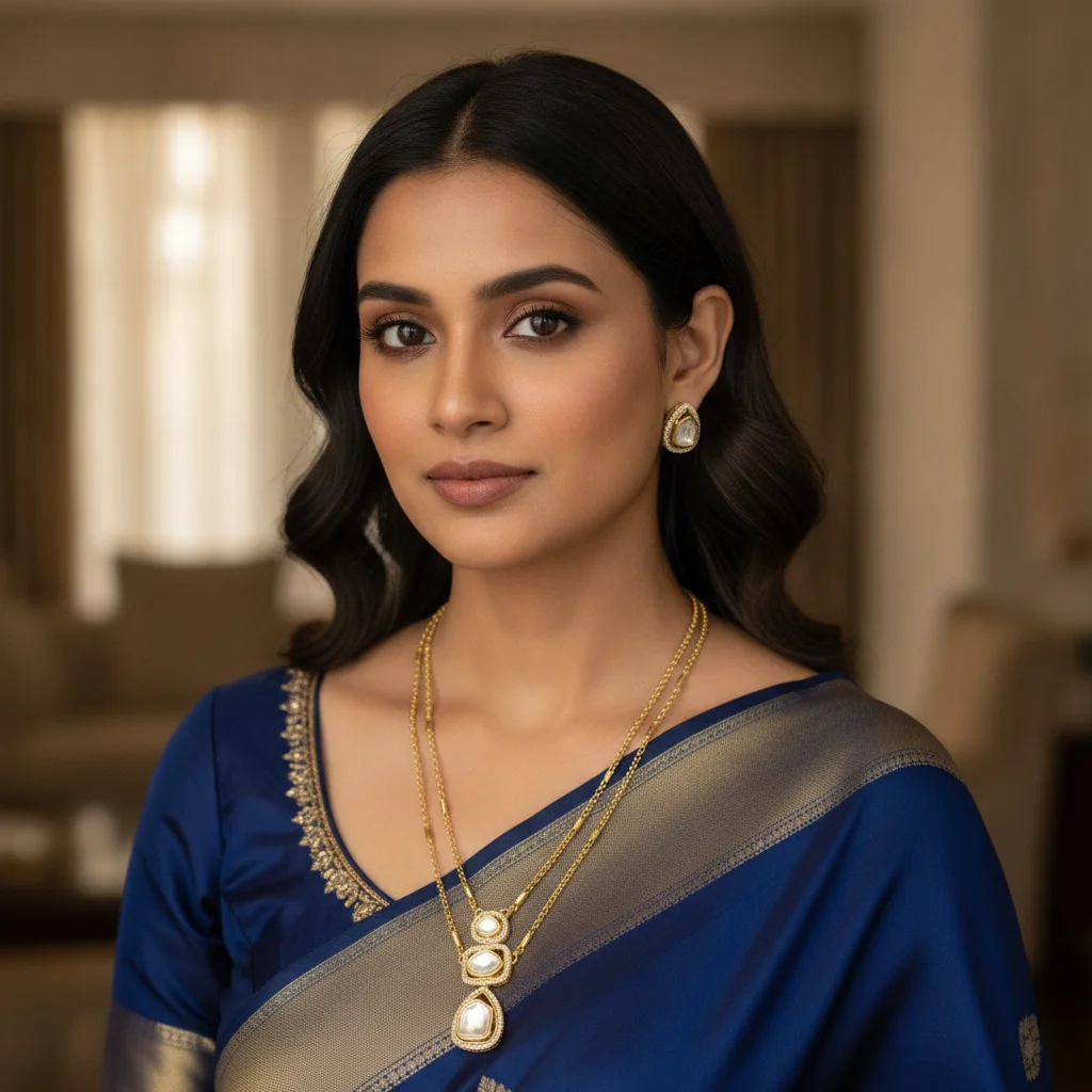 Tiered Kundan Dual-Chain Necklace Set