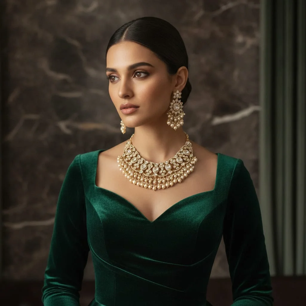 Royal Polki & Pearl Majesty Necklace Set