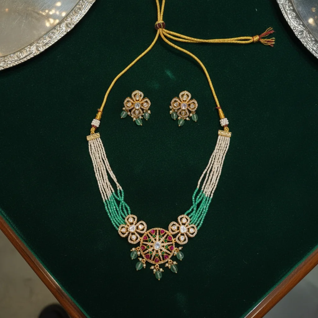 Vibrant Kundan Multi-Strand Necklace Set