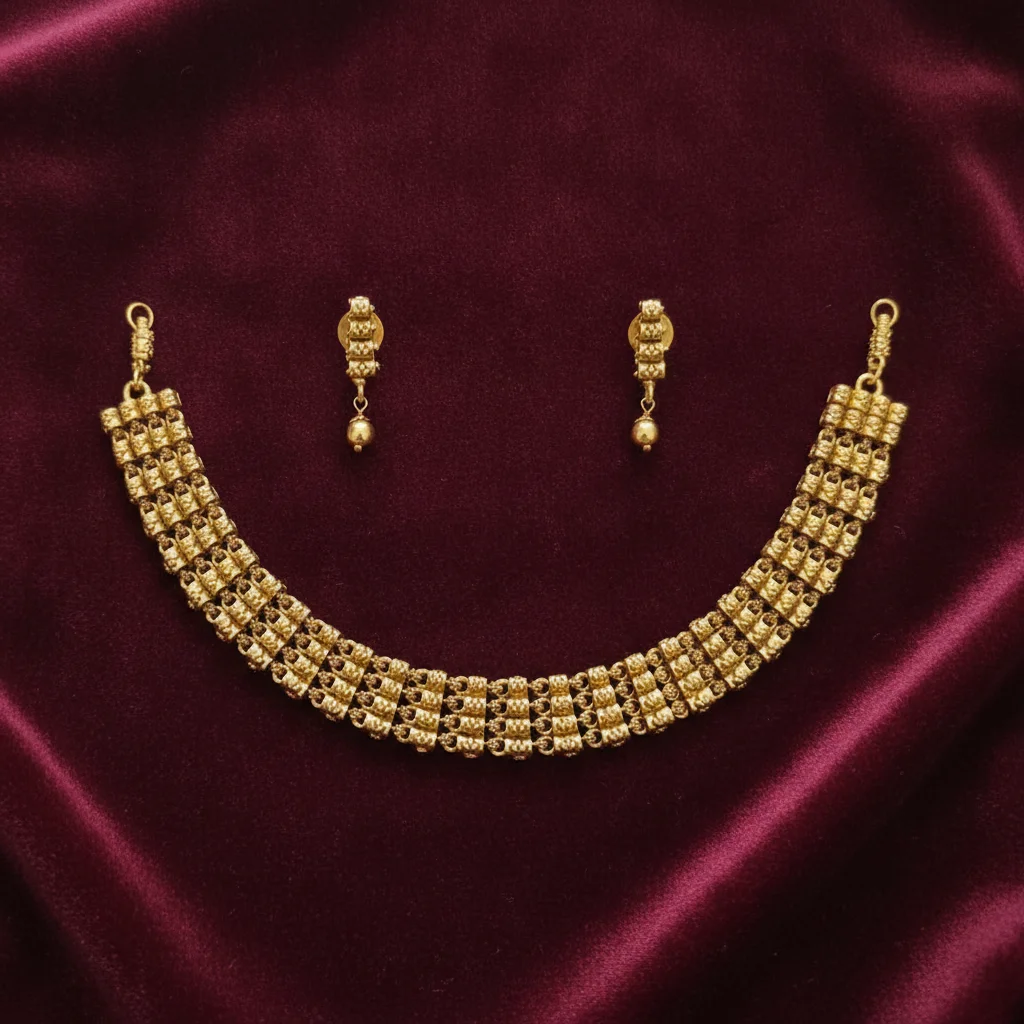 Aura Antique Gold Layered Choker Set