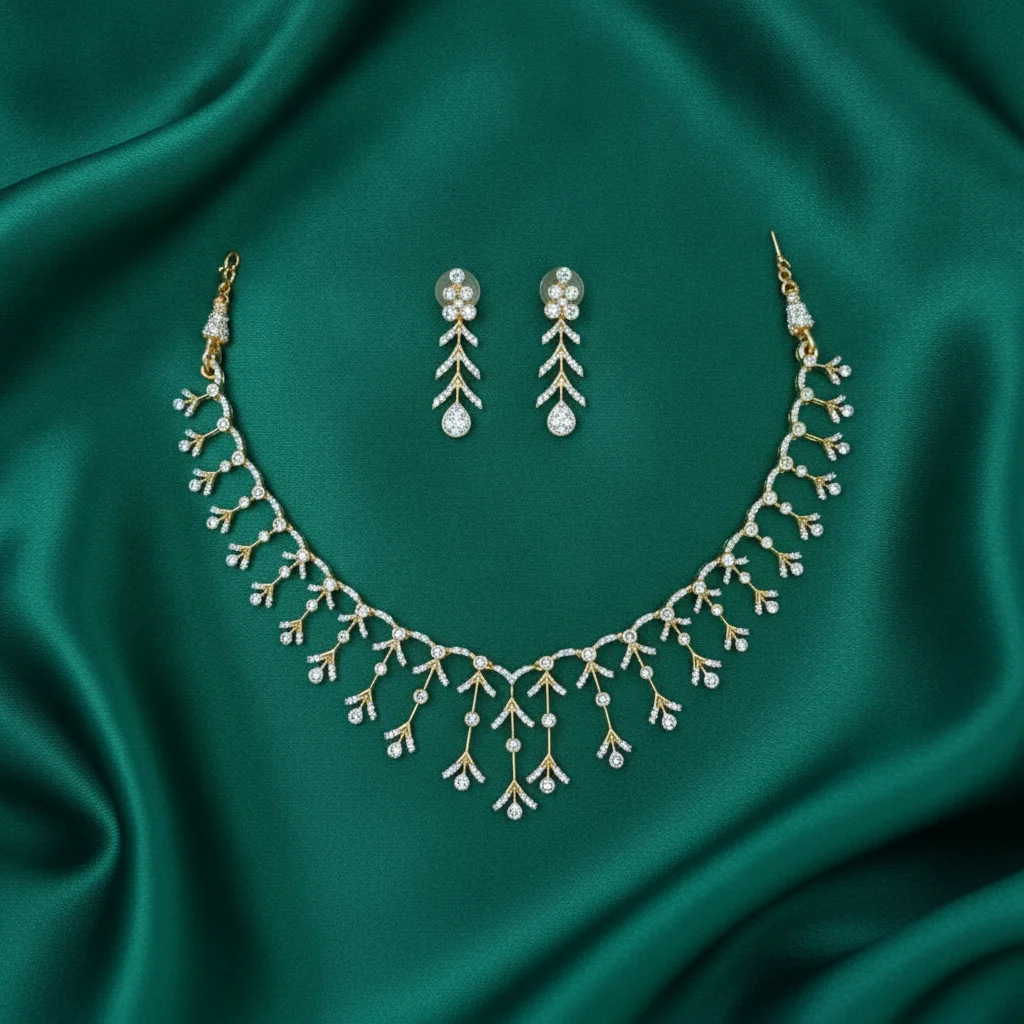 Leafy Radiance AD Necklace Set