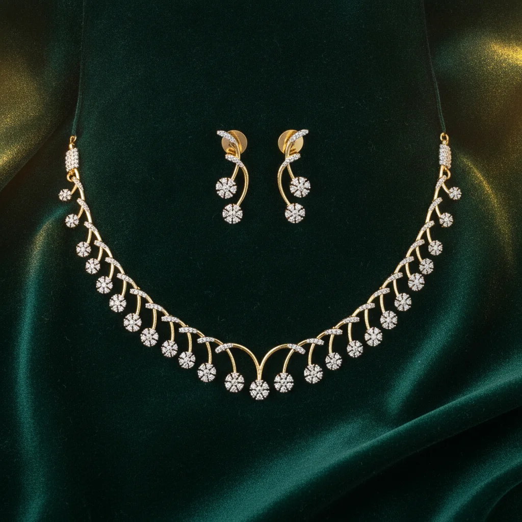 Floral Brilliance AD Necklace Set