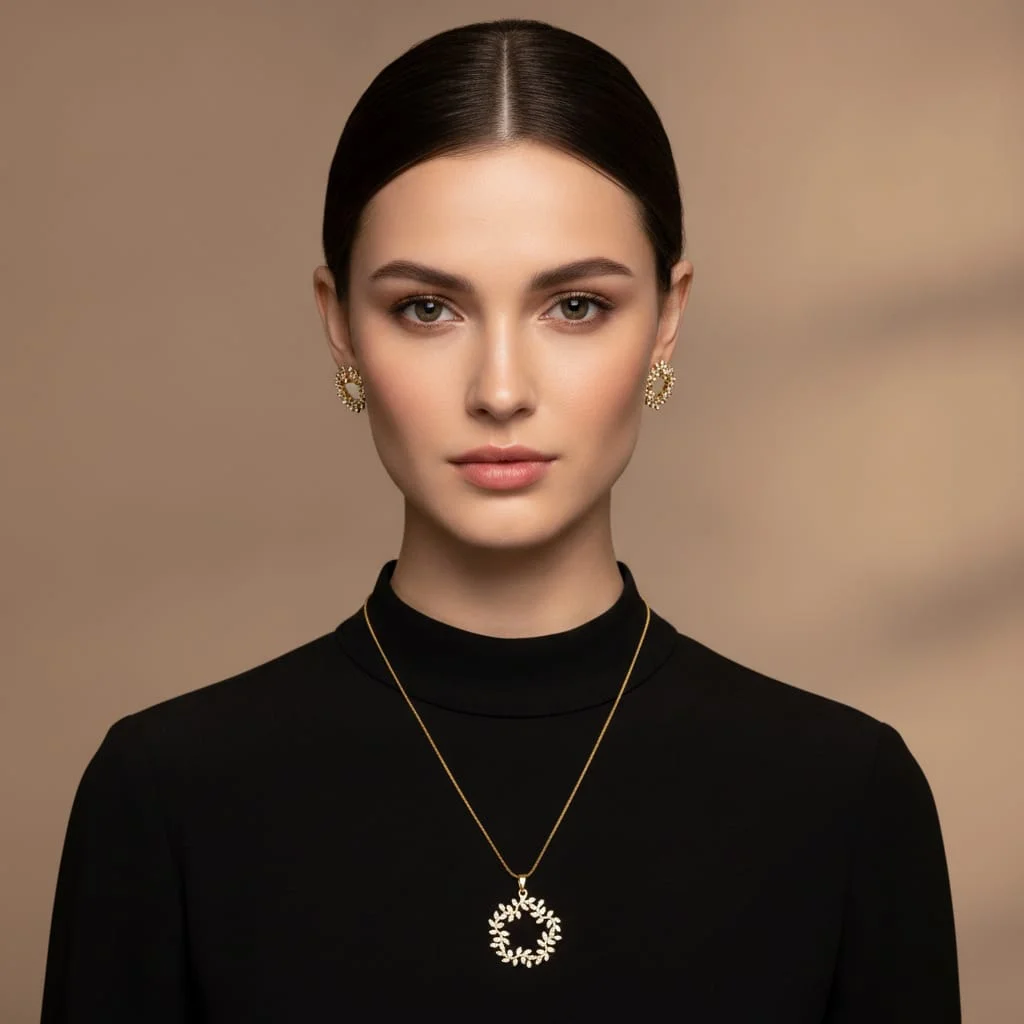 Liana Floral Wreath Pendant Set
