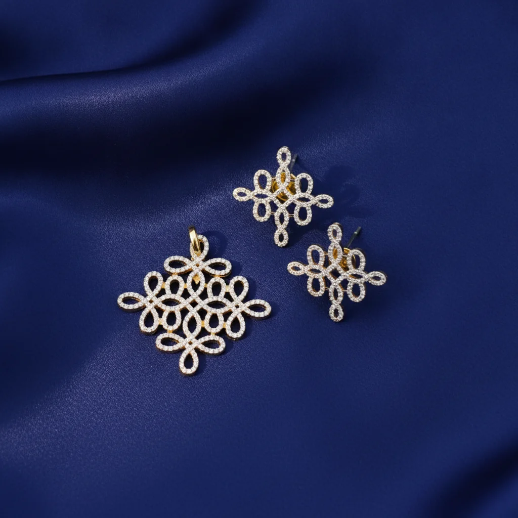 Eternity Knot CZ Pendant Set